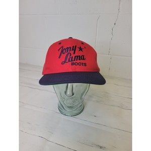 Vintage Tony Lama Boots MHC truckers hat cap red blue star
